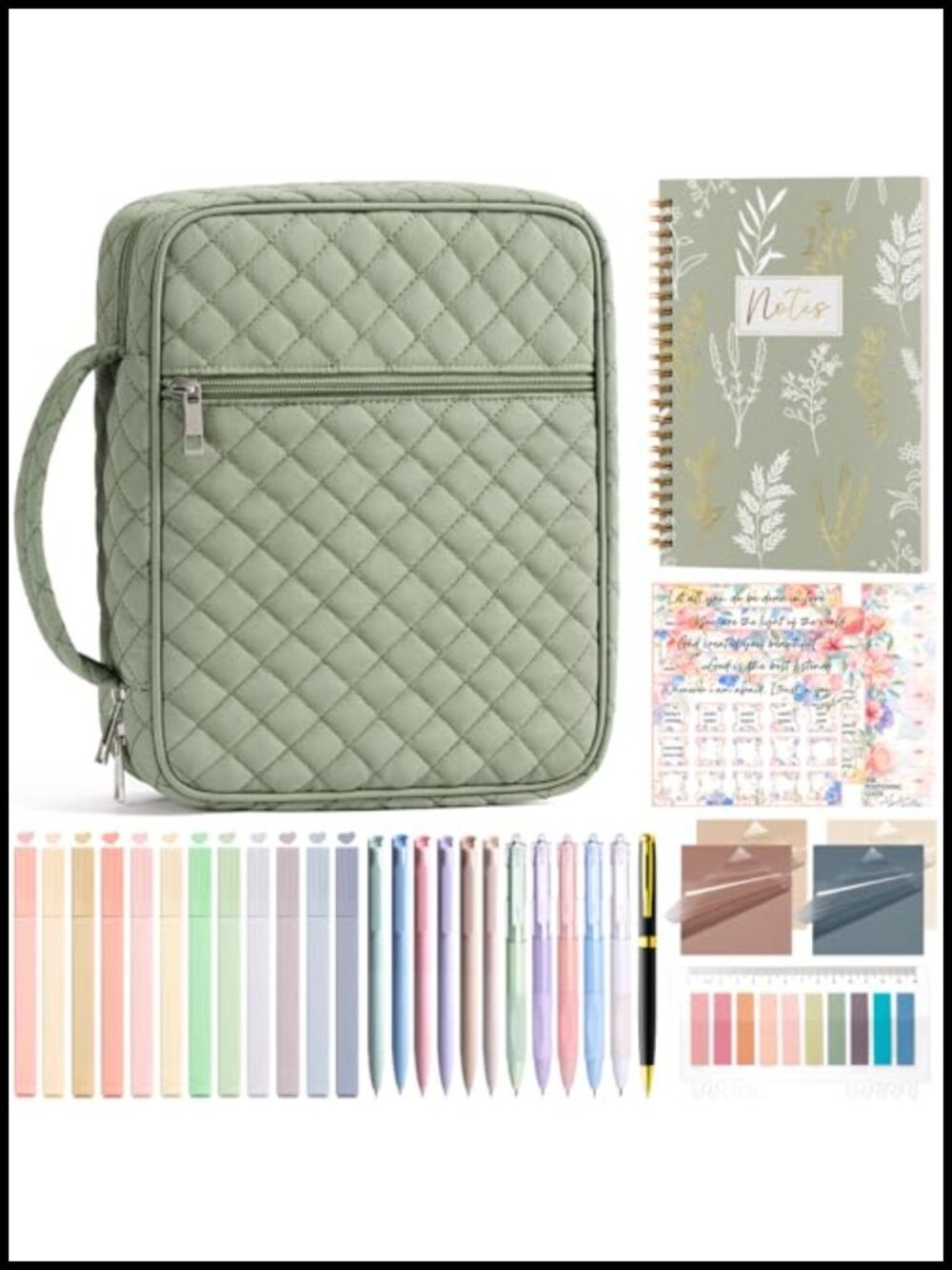 Puffer Bible Cover Case Quilted Fabric Journaling Kit Bag